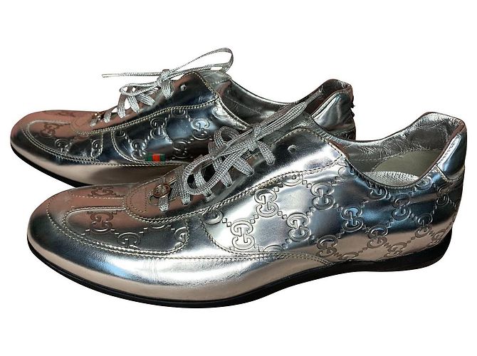 Sneakers Gucci in pelle argento da donna