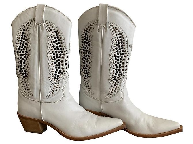 Autre Marque Weiße Lederstiefel