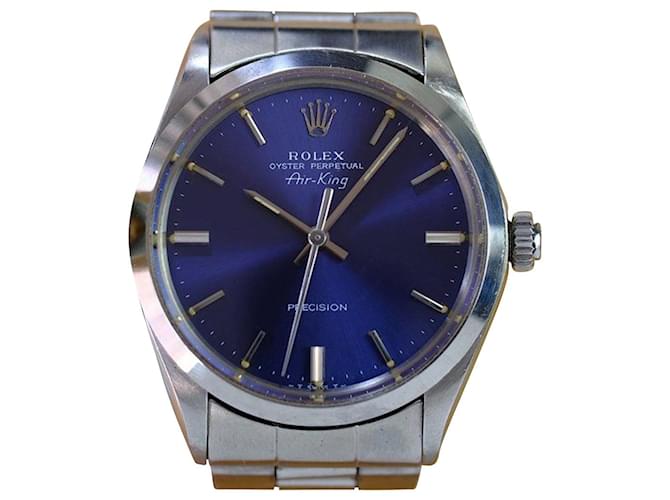 Rolex Vintage Airking Stainless Steel Rare Blue Dial 34mm Watch  Metal  ref.706299