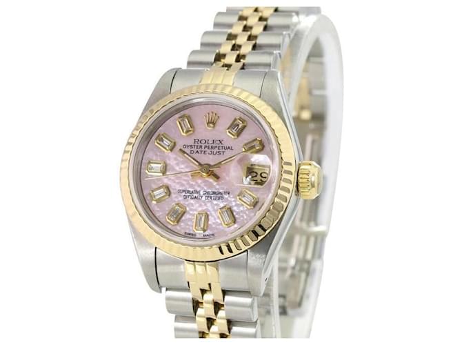 Rolex Mop rosa Datejust 2 Bisel canelado com mostrador de diamante 26mm relógio Metal  ref.706334
