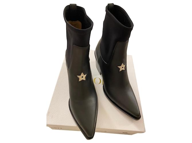 Christian Dior Ankle Boots Black Leather  ref.706338