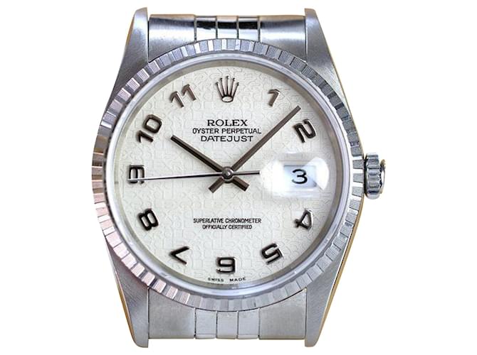 Rolex Datejust 16220 Quadrante automatico Silver Jubilee 36MM Bianco Metallo  ref.706339