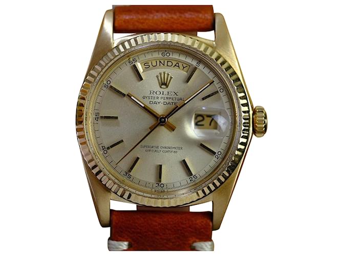 Rolex Day-date 1803 Factory Champagne Dial 18k On A Leather Band  Yellow  ref.706343