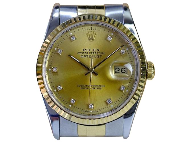 Mostrador de diamante de fábrica Rolex Datejust 36mm Watch-all Factory Amarelo Metal  ref.706355