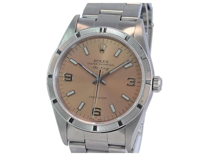 Rolex Pink Mens Oyster Perpetual Air King Dial Oyster Band 34mm Watch  Metal  ref.706369