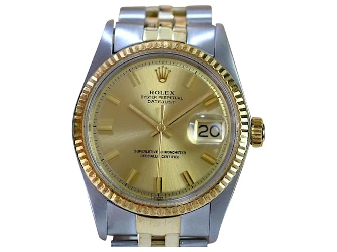 Rolex Mens Vintage Datejust Two-tone 36mm Champagne Dial  Yellow Metal  ref.706394