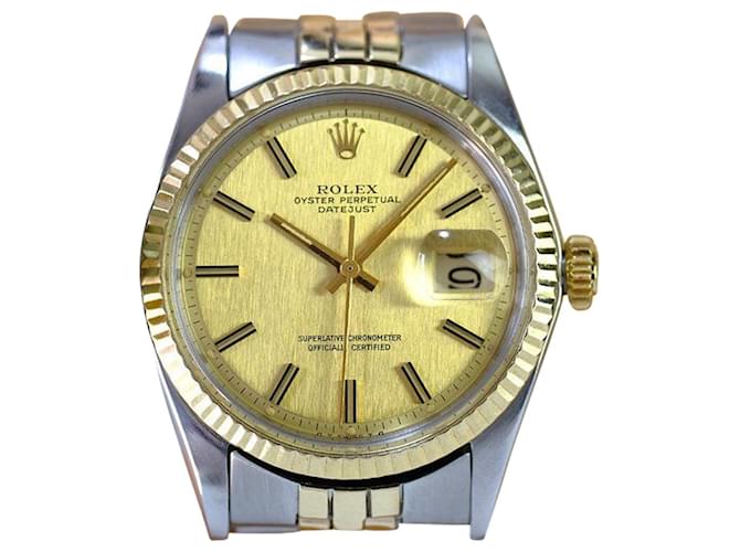 Rolex Mens Datejust Champagne Mostrador 36mm Watch-all Factory Amarelo Metal  ref.706398