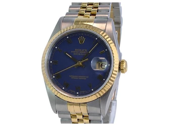 Rolex Blue Datejust Factory Roman Dial Fluted Bezel 36mm 16233 Watch  Metal  ref.706442