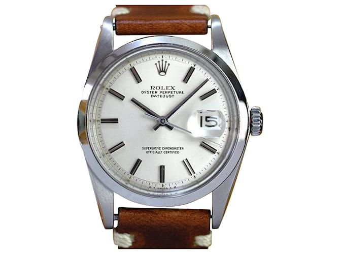Rolex Vintage 1970's Datejust Silver 36mm Watch  Grey Metal  ref.706460