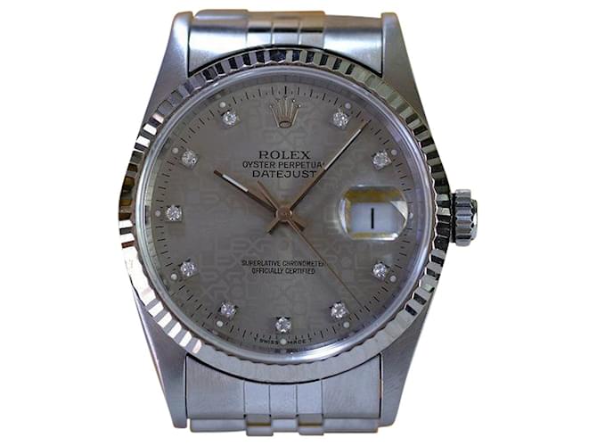 Rolex Datejust Factory cadran jubilé d'argent 36Usine mm-tout Métal Gris  ref.706473