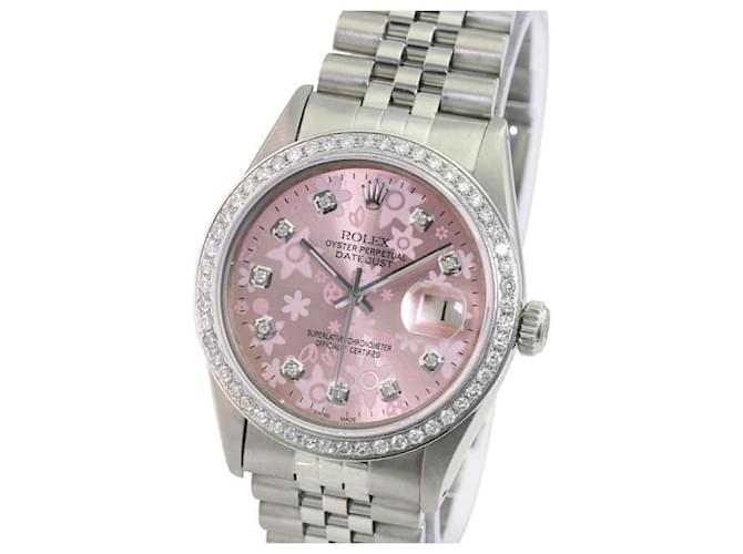 Rolex rosa Datejust flor mostrador diamante bisel diamante 36mm relógio Metal  ref.706480