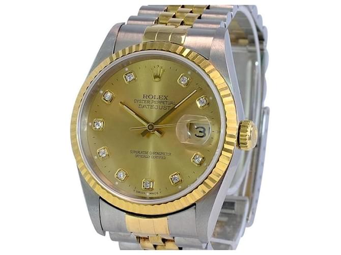 Rolex Champagne Men's Datejust Factory Diamond Dial 36mm Watch  Metal  ref.706534
