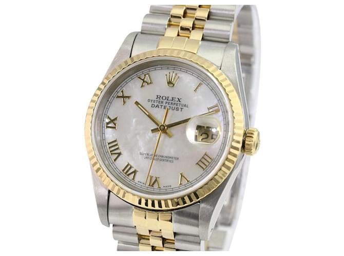 Rolex Datejust para hombre, esfera blanca con mopa romana 18Bisel dorado 36mm Ref. del reloj Metal  ref.706536