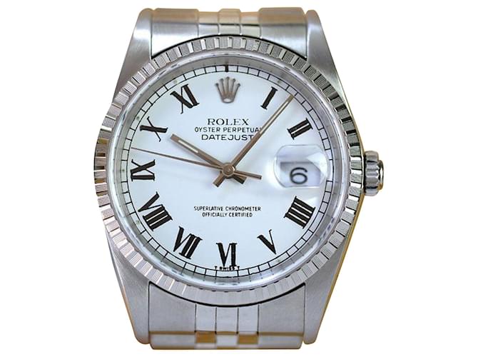 Rolex Datejust weißes Buckley-Zifferblatt 36mm Watch-all-Fabrik Metall  ref.706556