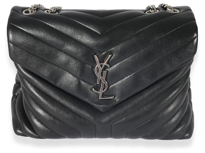 Saint Laurent Black Matelasse Medium Loulou Bag  Leather  ref.706561