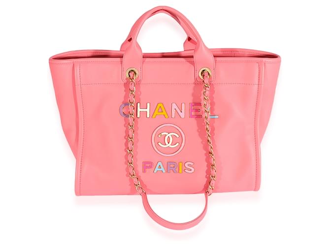 Chanel Pink Leder Medium Deauville Tote  ref.706577