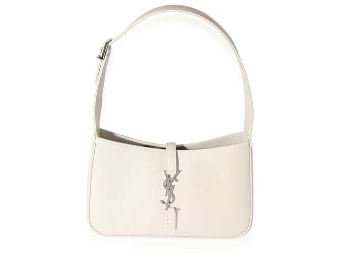 Saint Laurent White Smooth Leather Le 5 A 7 Hobo   ref.706578