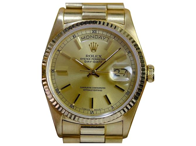 Rolex Day Date 18k Factory Champagne Dial 36mm Watch  Yellow Metal  ref.706607