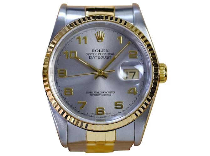 Rolex Datejust 16233 Silver Arabic Dial Fluted Bezel. With Certificate  Grey Metal  ref.706609