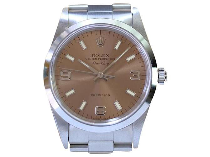 Rolex Airking Ss cadran saumon rose 34montre mm Métal  ref.706655