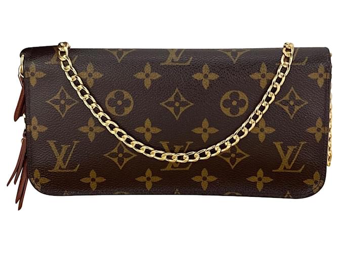 Louis Vuitton Louis Vuitton Wallet  Isolite On A Chain Monogram Canvas Clutch Crossbody A752  Brown Cloth  ref.706669