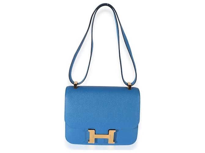 Hermès Hermes Bleu Zellige Epsom Constance 24  Azul Couro  ref.706670