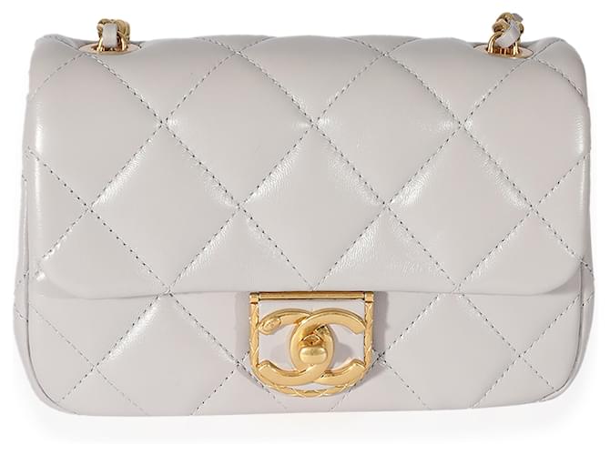Timeless Chanel Grey Quilted Lambskin Mini Flap Bag   ref.706702