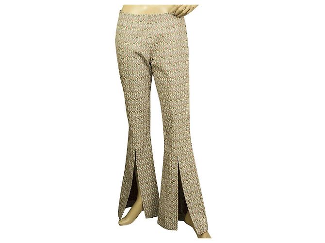 Dondup Blue Pink Green Floral Pattern Flare trousers pants w. Slit size 44 Multiple colors