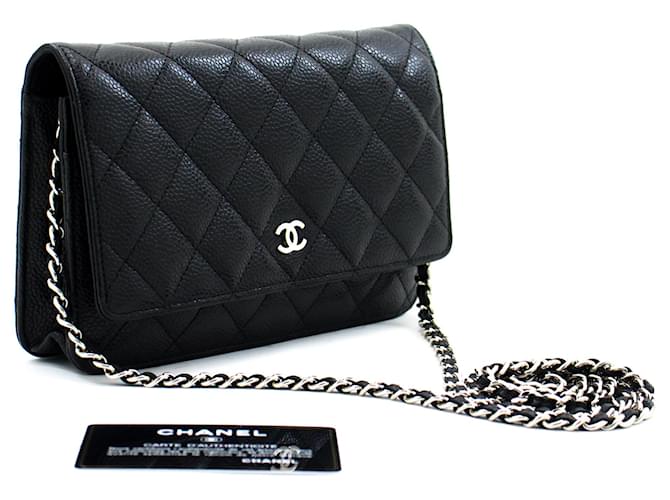 CHANEL Caviar Wallet On Chain WOC Black Shoulder Bag Crossbody Leather  ref.707053
