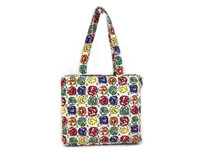 * CHANEL Chanel Coco Mark CC Camellia Full Pattern Borsa a mano Tote Bag Canvas Multicolor da donna Multicolore Cotone  ref.707177