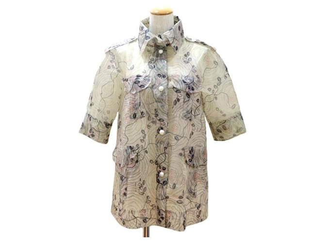 * CHANEL Raincoat Jacket 36 Clear Camellia Pearl Coco Mark Five-Quarter Sleeve Outer Ladies Pink Beige Polyurethane  ref.707203