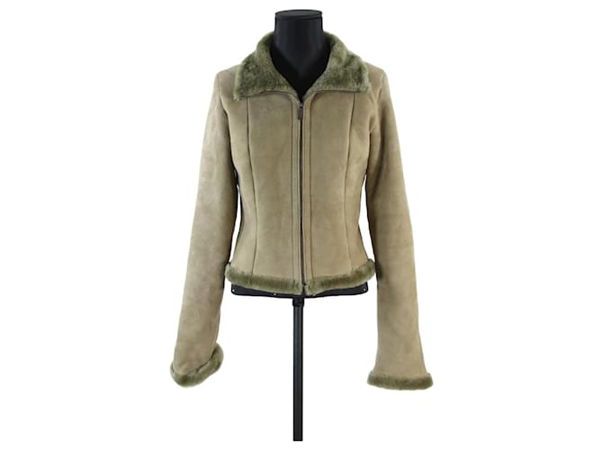 Herve Leger Jacke 38 Khaki Leder  ref.707243