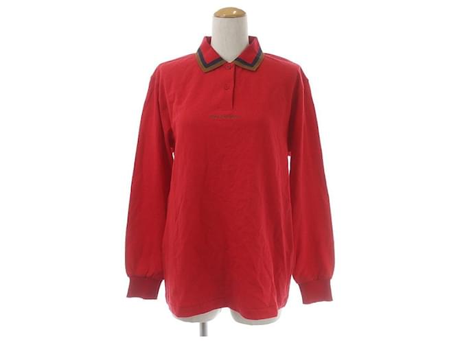 * BALENCIAGA Polo Shirt Long Sleeve Logo Embroidery Cotton L Black Red  ref.707295