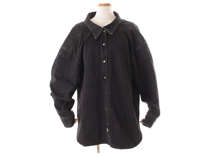 * Balenciaga Pinched Color Swing Denim Shirt Black 34 Cotton  ref.707297