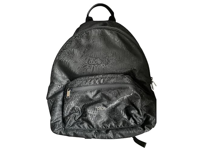 Christian Dior Backpacks Black Cloth  ref.707306