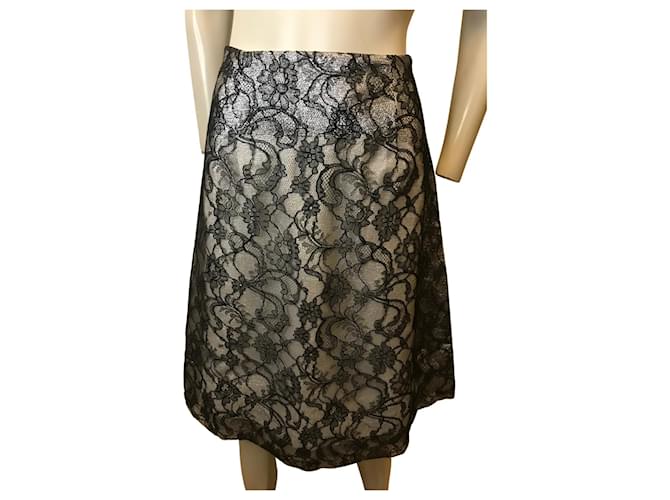 Rochas lace skirt Black Silvery  ref.707320