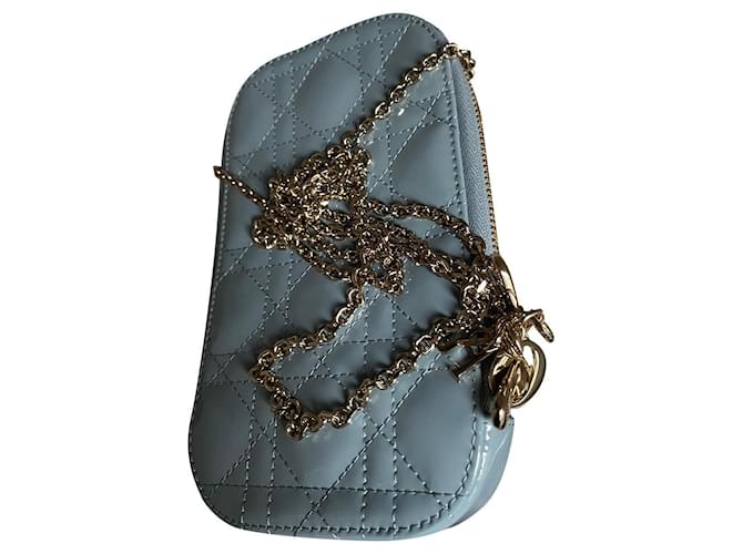 Christian Dior Bolsos de embrague Azul claro Charol  ref.707334