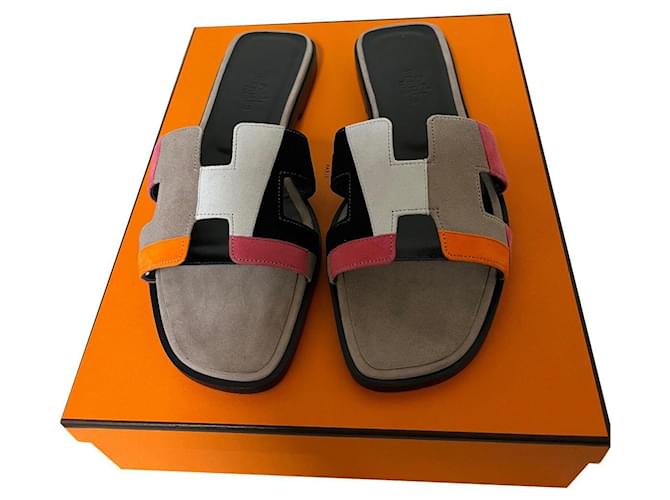 Sandales Hermès oran Cuir Multicolore  ref.707335