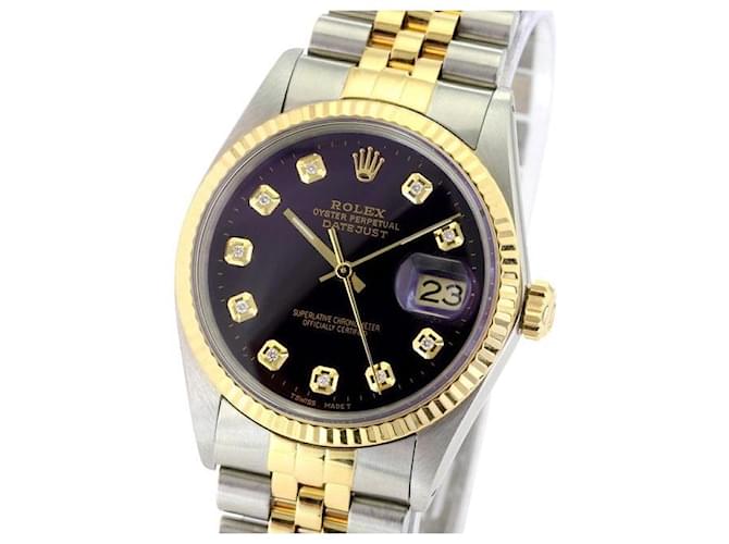 Rolex Purple Mens Datejust Diamond Dial Fluted Bezel 36mm-quickset Watch  Metal  ref.707342