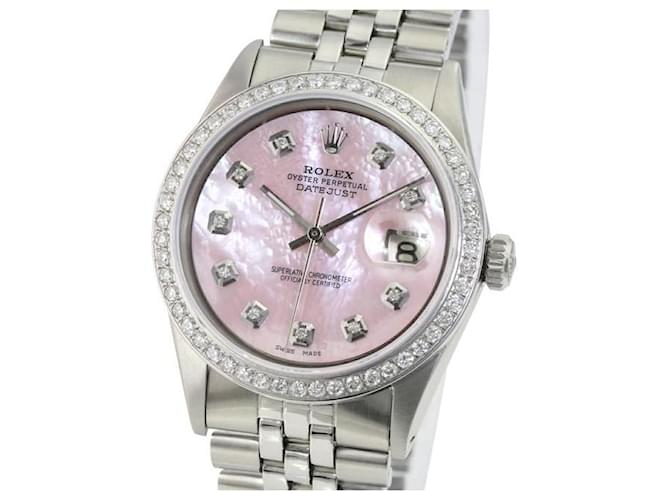 Rolex Pink Mop Datejust Diamond Dial Diamond Bezel 36mm Watch  Metal  ref.707354