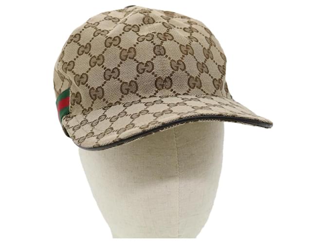 GUCCI Web Sherry Line GG Canvas Cap Beige Green Red Auth am3212 Cloth  ref.707510
