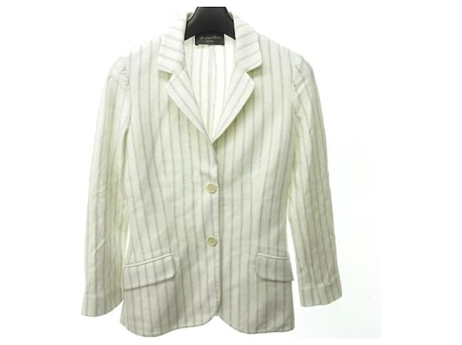 * Loro Piana Striped Tailored Jacket Blazer Single 2B Cotton Linen 38 White Silk Polyurethane  ref.707732