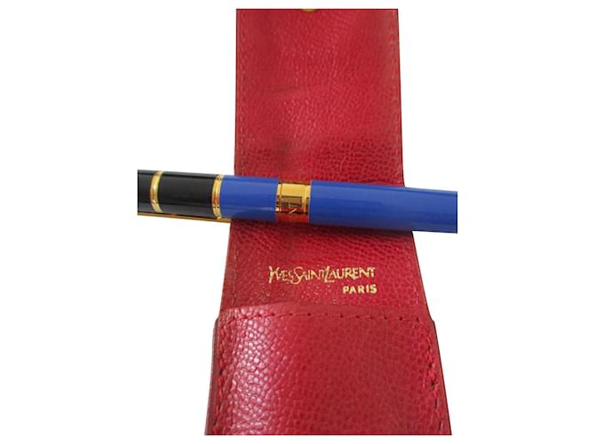 Yves Saint Laurent Pen with leather case. Gold hardware  ref.707788