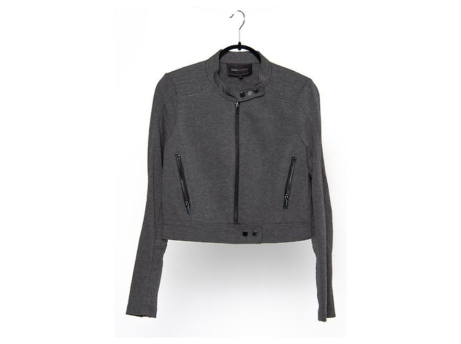 Bcbg Max Azria Moto Style Cropped Jacket Grey