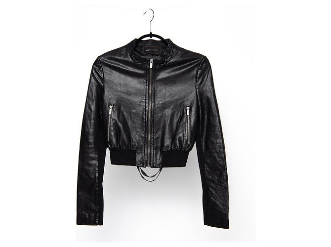 Bcbg Max Azria Black Leather and Fur Jacket Size S