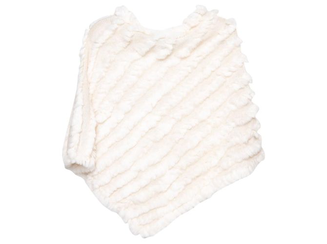 Bcbg Max Azria Poncho e capa de pele de coelho branca Branco