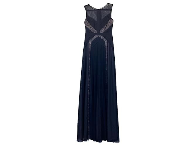 Bcbg Max Azria BCBG Avi Pleated Gown/ Maxi dress Black Polyester  ref.707983
