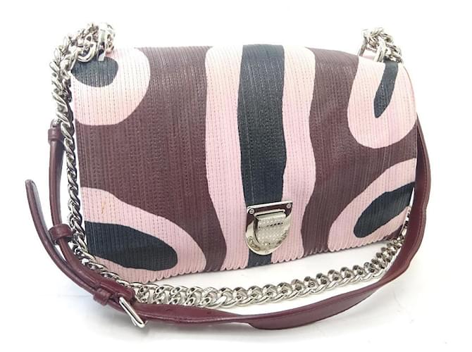 * Bolsa de ombro feminina Christian Dior Chain Diorama Bordeaux rosa marrom multicouro Multicor  ref.708006