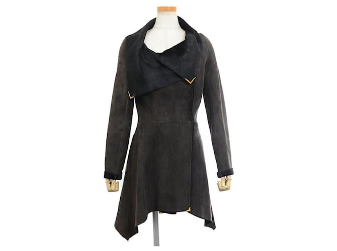 *FENDI Fendi Leather Jacket Women's Harako / Nubuck Size 40 Black Dark brown  ref.708033
