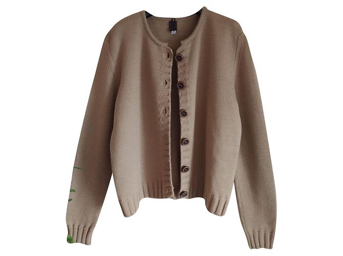Dolce & Gabbana Cropped Strickjacke aus Wolle Hellbraun
